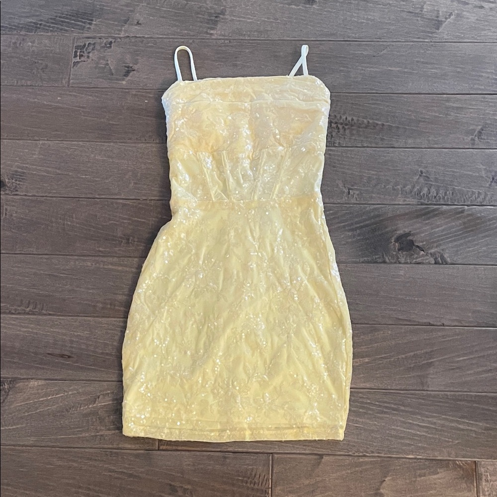 Windsor Yellow Sequence Dress With Strappy Back